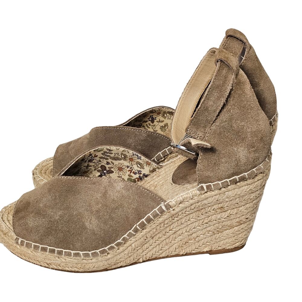 Seychelles Taupe Putty Brown Suede Leather Espadrille Wedge Heels Shoes 10